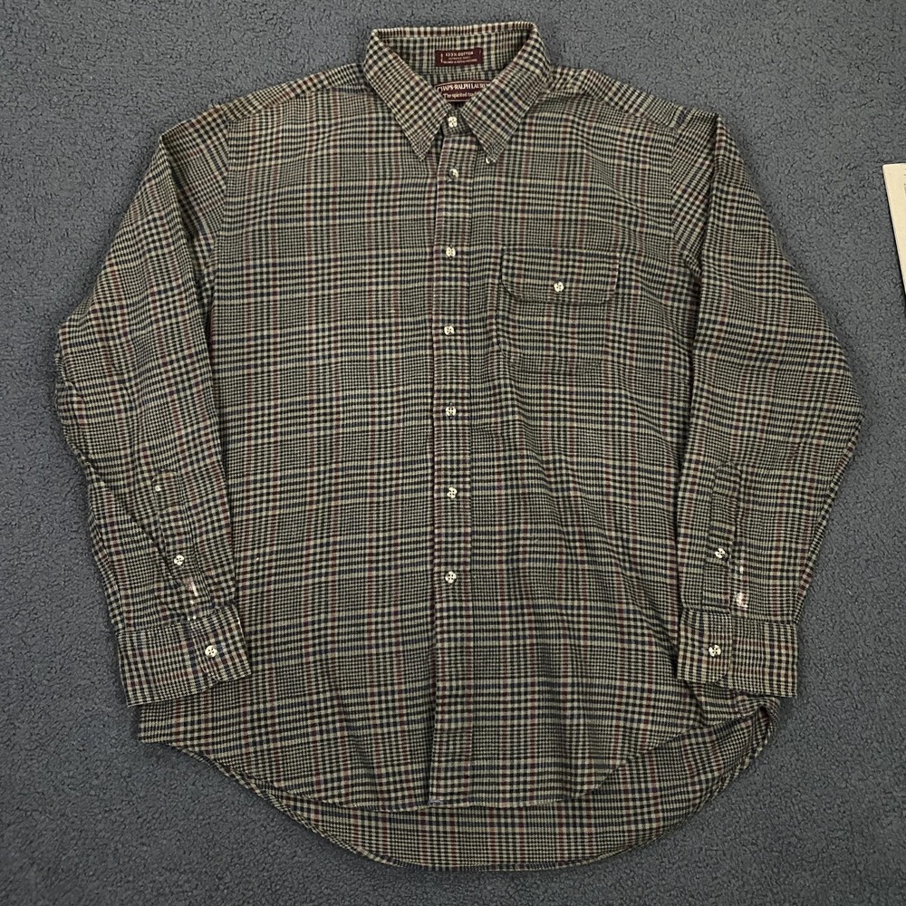 Vintage Chaps Ralph‎ Lauren Shirt Mens XL Brown Plaid Button Down Cotton Flannel
